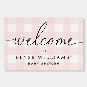 Pink Gingham Welcome Foam Board Sign