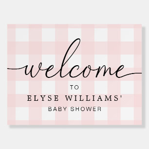 Pink Gingham Welcome Foam Board Sign