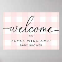 Pink Gingham Welcome Sign