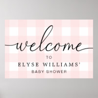 Pink Gingham Welcome Sign Poster