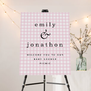 Pink Gingham Welcome to Baby Shower Picnic Foam Board