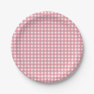 Pink Gingham Western Party Paper Plates
