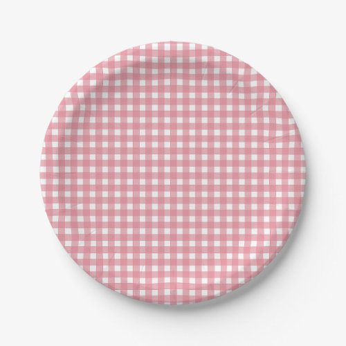Pink Gingham Western Party Paper Plates