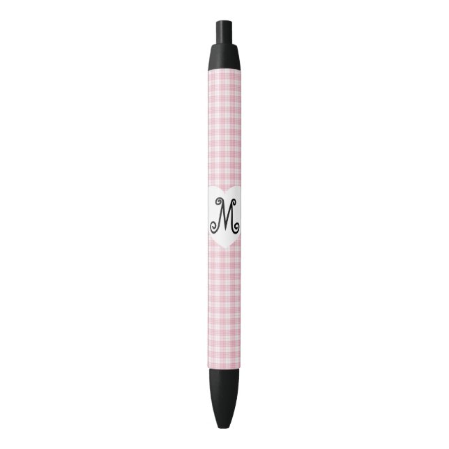 Pink Gingham with a Heart Pen (Front Vertical)