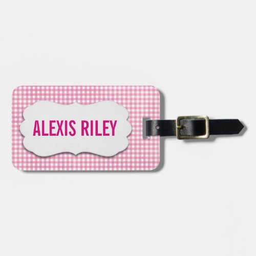 pink gingham with beveled tag