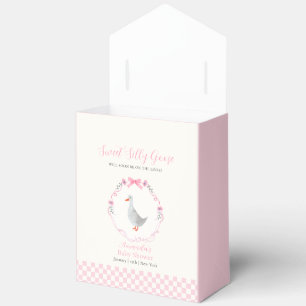 Pink Gingham Woodland Silly Goose Girl Baby Shower Favor Boxes