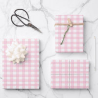 Pink Gingham Wrapping Paper Sheets