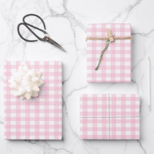 Pink Gingham Wrapping Paper Sheets