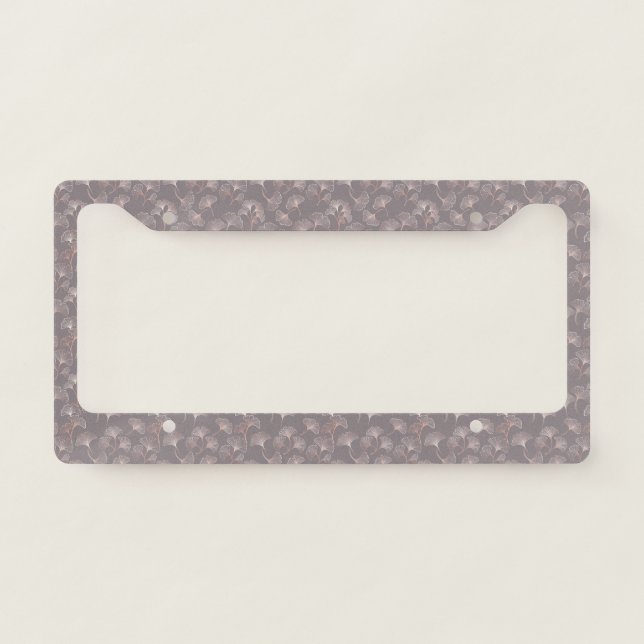 Pink Ginkgo Leaf Botanical Pattern License Plate Frame (Front)