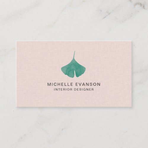 Pink Ginkgo Leaf Simple Nature Business Card