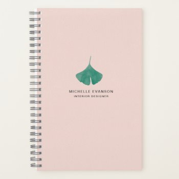 Pink Ginkgo Leaf Simple Nature Notebook by whimsydesigns at Zazzle