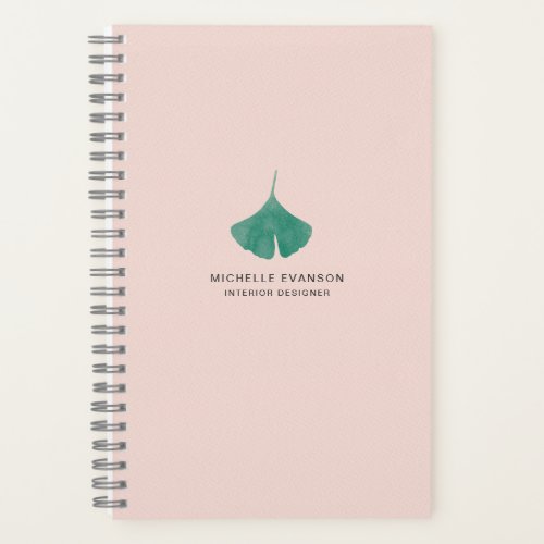 Pink Ginkgo Leaf Simple Nature Notebook