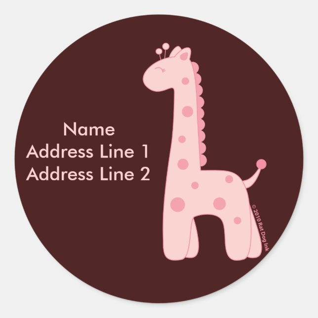 Pink Giraffe Address Label (Front)