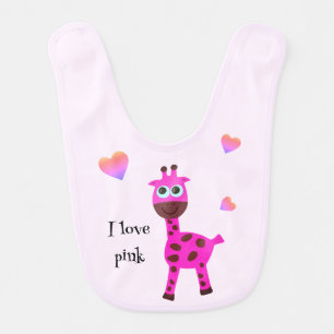 Pink giraffe baby bib