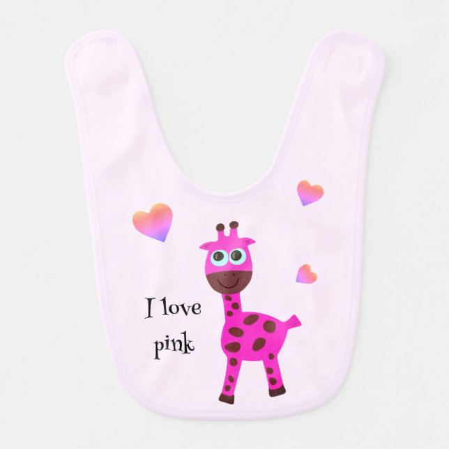Pink giraffe baby bib (Front)