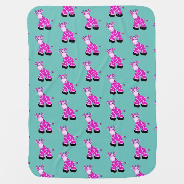 Pink Giraffe Baby Blanket (Front)