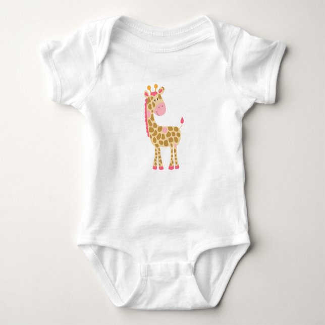 Pink Giraffe Baby Bodysuit (Front)