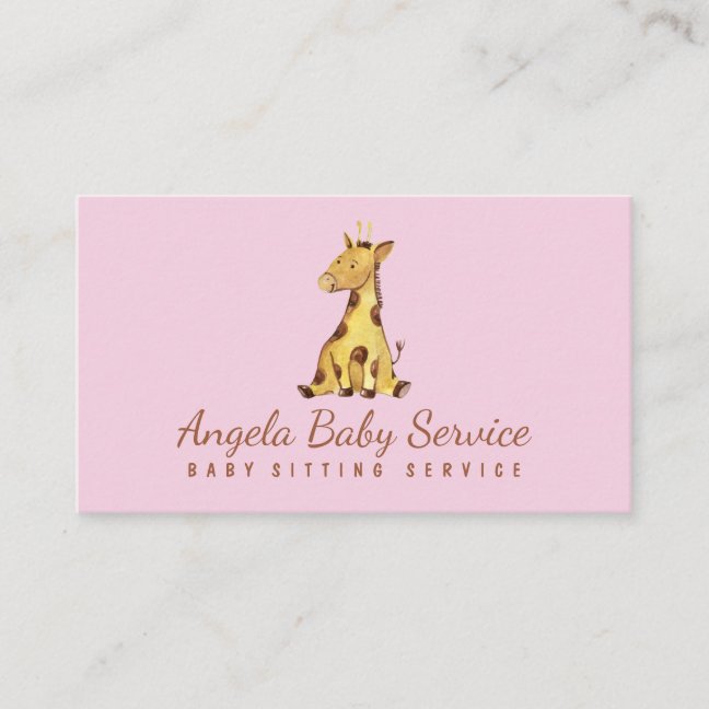 Pink Giraffe Baby Business Card