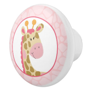 Pink Giraffe Baby Girl Nursery Jungle Cute Ceramic Knob