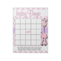 Pink Giraffe Baby Girl Shower - Bingo Game Notepad