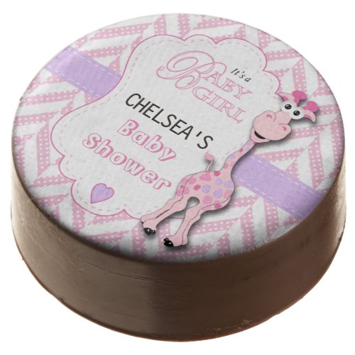 Pink Giraffe Baby Shower Chocolate Dipped Oreo