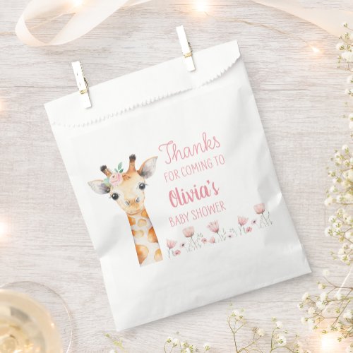Pink Giraffe Baby Shower Favor Bag