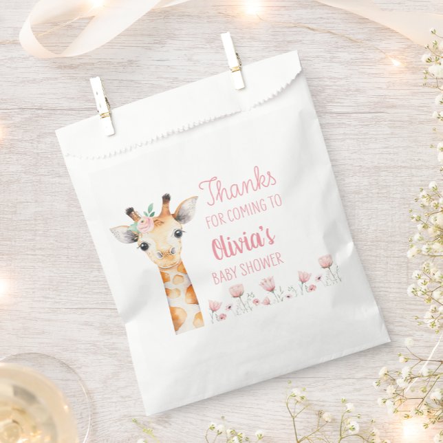 Pink Giraffe Baby Shower Favor Bag (Creator Uploaded)