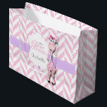 Pink Giraffe Baby Shower Large Gift Bag<br><div class="desc">Gift Bag. Great for a baby girl shower party. Matching products available. 100% Customizable. Ready to Fill in the box(es) or Click on the CUSTOMIZE button to add, move, delete, resize or change any of the font or graphics. Made with high resolution vector and/or digital graphics for a professional print....</div>