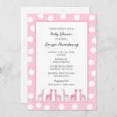Pink Giraffe baby shower or birthday party Invitation (Front/Back)