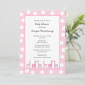 Pink Giraffe baby shower or birthday party Invitation (Standing Front)