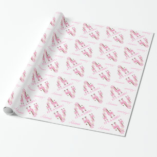 Pink Giraffe Baby Shower Wrapping Paper
