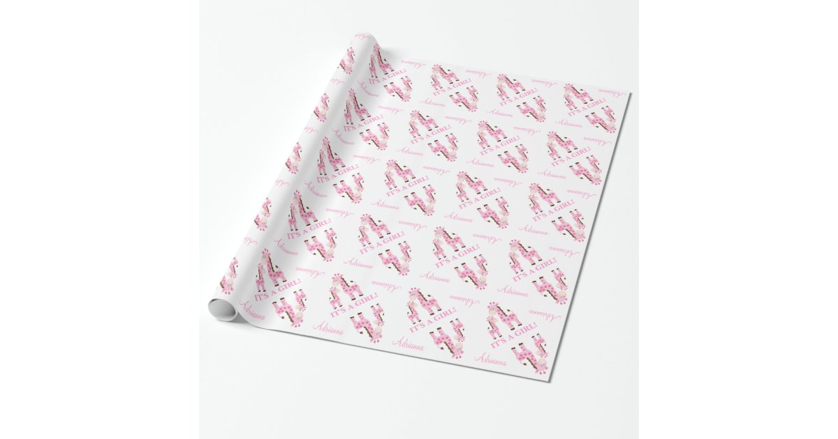 Beautiful Baby Pink Giraffe Wrapping Paper