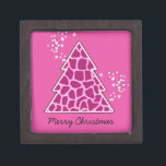 Pink giraffe Christmas Tree Gift Box<br><div class="desc">Lovely,  bright,  modern pattern with animal print christmas tree in giraffe and stars. Cute,  girly,  and trendy Christmas gift. Personalize it with your own text/ message/ name.</div>