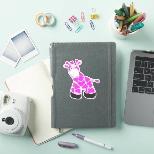 Pink Giraffe Custom_Cut Vinyl Sticker