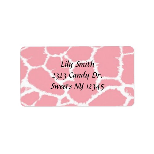 Pink Giraffe Fur Pattern Address Label