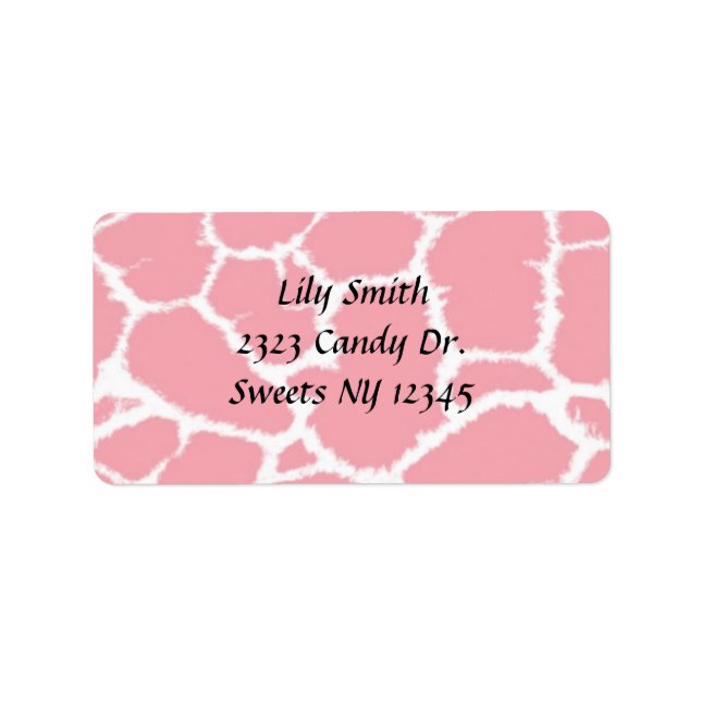 Pink Giraffe Fur Pattern Address Label (Front)