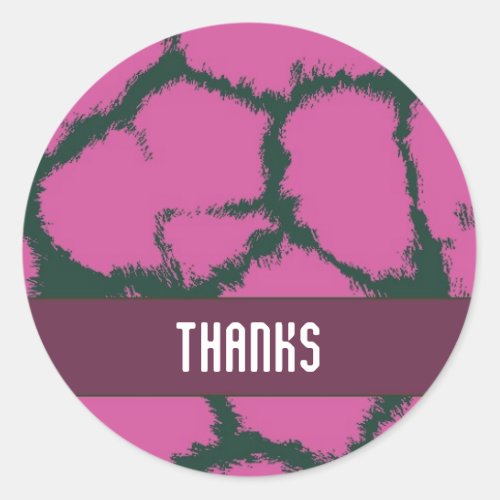 Pink Giraffe Fur Pattern Thank You Classic Round Sticker