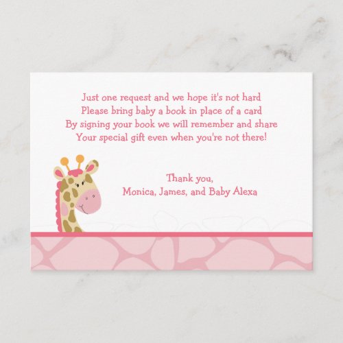 Pink Giraffe Girl Safari RSVP Enclosure Cards
