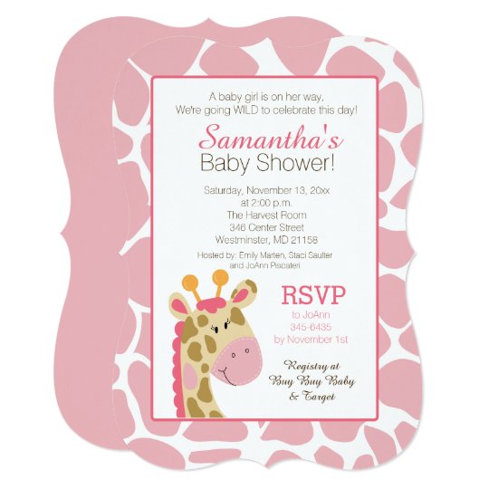 Pink Giraffe It S A Girl Baby Shower Invitation Zazzle Com