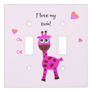 Pink giraffe light switch cover