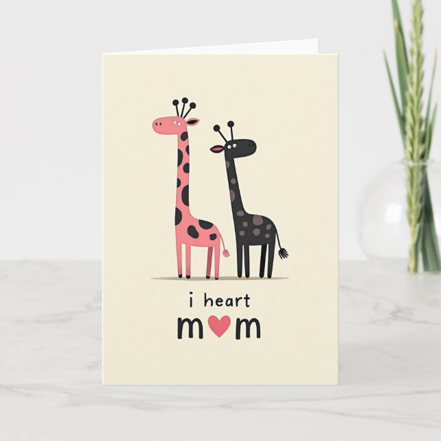 Pink Giraffe Moms Day Card (Front)