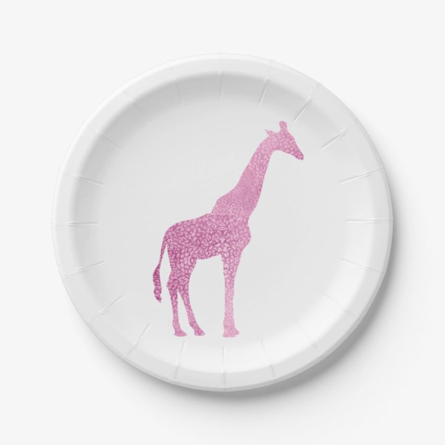 Pink Giraffe Paper Plates (Front)