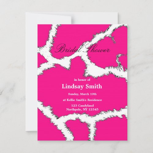 Pink Giraffe Pattern Bridal Shower Invitation