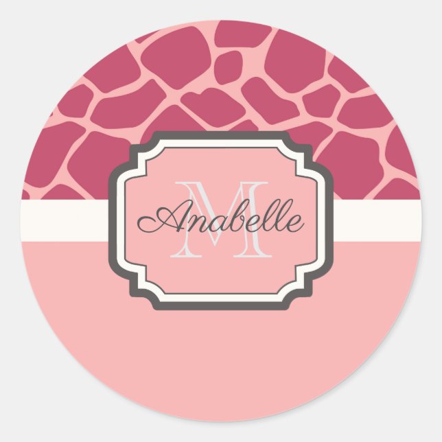 Pink Giraffe Pattern Classic Round Sticker (Front)