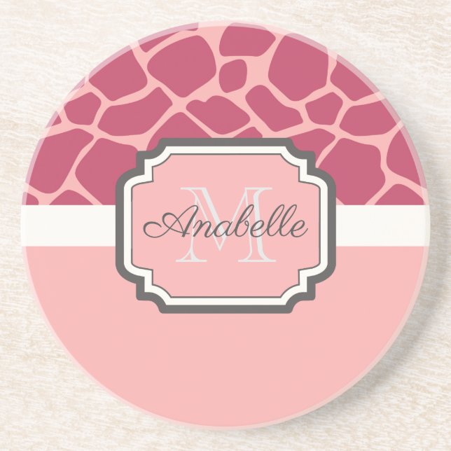 Pink Giraffe Pattern Coaster (Front)