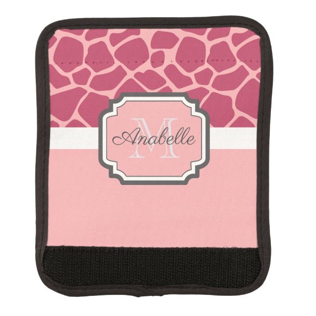 Pink Giraffe Pattern Luggage Handle Wrap (Front)