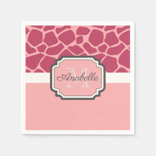 Pink Giraffe Pattern Napkins