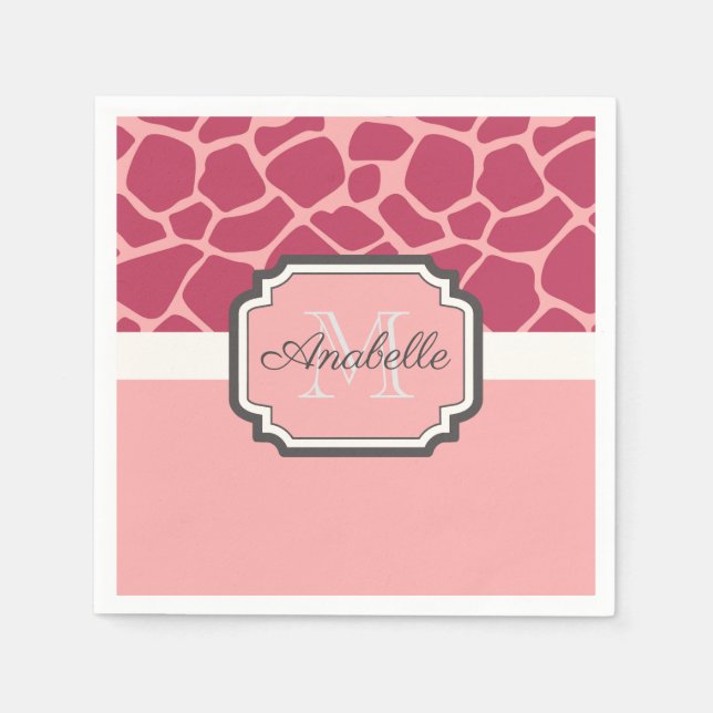 Pink Giraffe Pattern Napkins (Front)