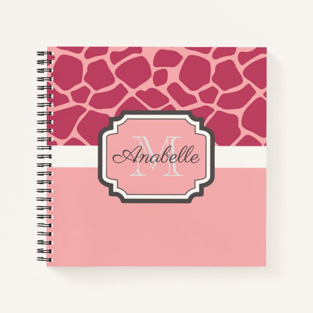 Pink Giraffe Pattern Notebook (Front)