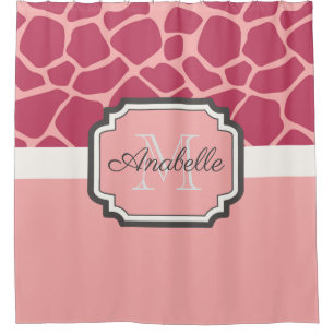 Pink Giraffe Pattern Shower Curtain